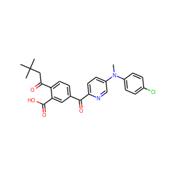 CN(c1ccc(Cl)cc1)c1ccc(C(=O)c2ccc(C(=O)CC(C)(C)C)c(C(=O)O)c2)nc1 ZINC000205099608