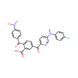 CN(c1ccc(Cl)cc1)c1ccc(C(=O)c2ccc(C(=O)c3ccc([N+](=O)[O-])cc3)c(C(=O)O)c2)nc1 ZINC000164821280