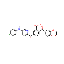 CN(c1ccc(Cl)cc1)c1ccc(C(=O)c2ccc(C(=O)c3ccc4c(c3)OCCO4)c(C(=O)O)c2)nc1 ZINC000164822696