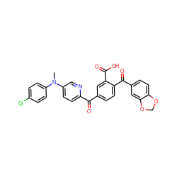 CN(c1ccc(Cl)cc1)c1ccc(C(=O)c2ccc(C(=O)c3ccc4c(c3)OCO4)c(C(=O)O)c2)nc1 ZINC000113368054