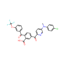 CN(c1ccc(Cl)cc1)c1ccc(C(=O)c2ccc(C(=O)c3cccc(OC(F)(F)F)c3)c(C(=O)O)c2)nc1 ZINC000164822945