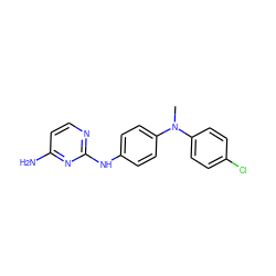 CN(c1ccc(Cl)cc1)c1ccc(Nc2nccc(N)n2)cc1 ZINC000084616964