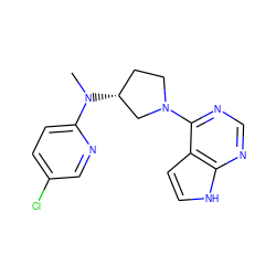 CN(c1ccc(Cl)cn1)[C@@H]1CCN(c2ncnc3[nH]ccc23)C1 ZINC000149030321