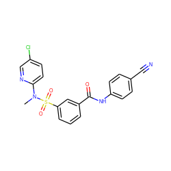 CN(c1ccc(Cl)cn1)S(=O)(=O)c1cccc(C(=O)Nc2ccc(C#N)cc2)c1 ZINC000169311738