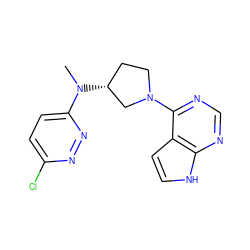 CN(c1ccc(Cl)nn1)[C@@H]1CCN(c2ncnc3[nH]ccc23)C1 ZINC000142163375