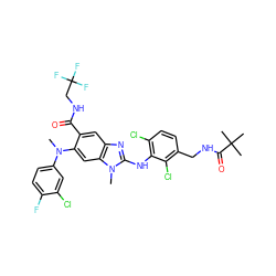 CN(c1ccc(F)c(Cl)c1)c1cc2c(cc1C(=O)NCC(F)(F)F)nc(Nc1c(Cl)ccc(CNC(=O)C(C)(C)C)c1Cl)n2C ZINC000169700896