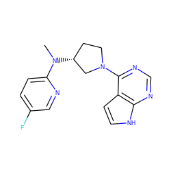 CN(c1ccc(F)cn1)[C@@H]1CCN(c2ncnc3[nH]ccc23)C1 ZINC000149040496