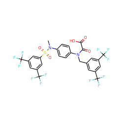 CN(c1ccc(N(Cc2cc(C(F)(F)F)cc(C(F)(F)F)c2)C(=O)C(=O)O)cc1)S(=O)(=O)c1cc(C(F)(F)F)cc(C(F)(F)F)c1 ZINC000049841509