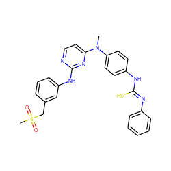 CN(c1ccc(N/C(S)=N/c2ccccc2)cc1)c1ccnc(Nc2cccc(CS(C)(=O)=O)c2)n1 ZINC000014945125