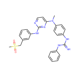 CN(c1ccc(NC(=N)Nc2ccccc2)cc1)c1ccnc(Nc2cccc(CS(C)(=O)=O)c2)n1 ZINC000014945129