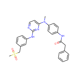 CN(c1ccc(NC(=O)Cc2ccccc2)cc1)c1ccnc(Nc2cccc(CS(C)(=O)=O)c2)n1 ZINC000014945120