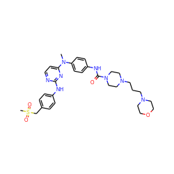 CN(c1ccc(NC(=O)N2CCN(CCCN3CCOCC3)CC2)cc1)c1ccnc(Nc2ccc(CS(C)(=O)=O)cc2)n1 ZINC000014945169