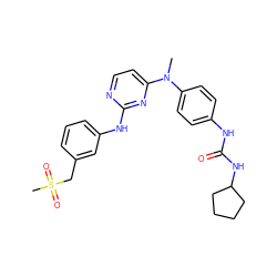 CN(c1ccc(NC(=O)NC2CCCC2)cc1)c1ccnc(Nc2cccc(CS(C)(=O)=O)c2)n1 ZINC000014945158