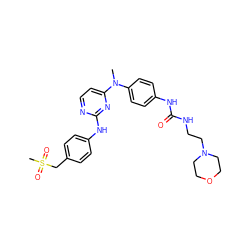 CN(c1ccc(NC(=O)NCCN2CCOCC2)cc1)c1ccnc(Nc2ccc(CS(C)(=O)=O)cc2)n1 ZINC000014945166