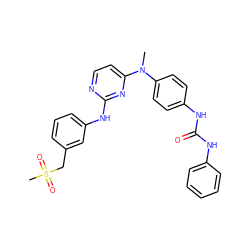 CN(c1ccc(NC(=O)Nc2ccccc2)cc1)c1ccnc(Nc2cccc(CS(C)(=O)=O)c2)n1 ZINC000014945118