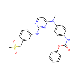 CN(c1ccc(NC(=O)Oc2ccccc2)cc1)c1ccnc(Nc2cccc(CS(C)(=O)=O)c2)n1 ZINC000014945123