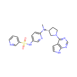 CN(c1ccc(NS(=O)(=O)c2cccnc2)cn1)[C@@H]1CCN(c2ncnc3[nH]ccc23)C1 ZINC000149061632