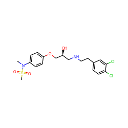 CN(c1ccc(OC[C@@H](O)CNCCc2ccc(Cl)c(Cl)c2)cc1)S(C)(=O)=O ZINC000034393201