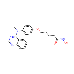 CN(c1ccc(OCCCCC(=O)NO)cc1)c1ncnc2ccccc12 ZINC000653726562