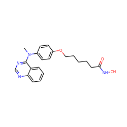 CN(c1ccc(OCCCCCC(=O)NO)cc1)c1ncnc2ccccc12 ZINC000653726473