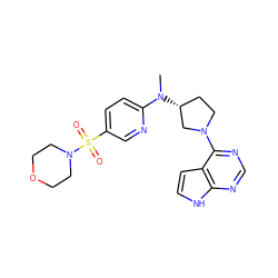 CN(c1ccc(S(=O)(=O)N2CCOCC2)cn1)[C@@H]1CCN(c2ncnc3[nH]ccc23)C1 ZINC000149056522