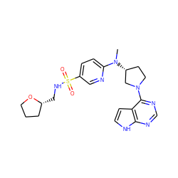 CN(c1ccc(S(=O)(=O)NC[C@@H]2CCCO2)cn1)[C@@H]1CCN(c2ncnc3[nH]ccc23)C1 ZINC000149051892