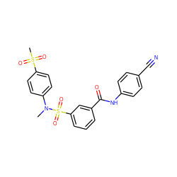 CN(c1ccc(S(C)(=O)=O)cc1)S(=O)(=O)c1cccc(C(=O)Nc2ccc(C#N)cc2)c1 ZINC000169311727