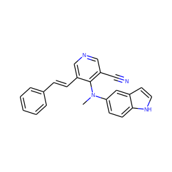 CN(c1ccc2[nH]ccc2c1)c1c(C#N)cncc1/C=C/c1ccccc1 ZINC000045300572