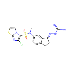 CN(c1ccc2c(c1)/C(=N/NC(=N)N)CC2)S(=O)(=O)c1c(Cl)nc2sccn12 ZINC000045287521