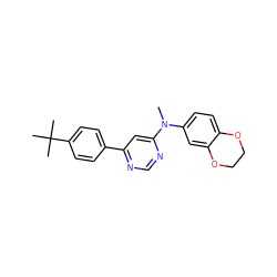 CN(c1ccc2c(c1)OCCO2)c1cc(-c2ccc(C(C)(C)C)cc2)ncn1 ZINC000014974044