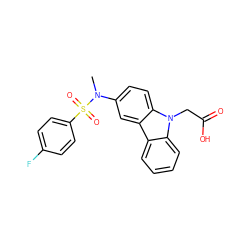 CN(c1ccc2c(c1)c1ccccc1n2CC(=O)O)S(=O)(=O)c1ccc(F)cc1 ZINC000095580187