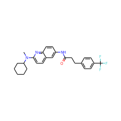 CN(c1ccc2cc(NC(=O)CCc3ccc(C(F)(F)F)cc3)ccc2n1)C1CCCCC1 ZINC000038145027