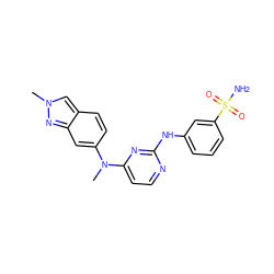 CN(c1ccc2cn(C)nc2c1)c1ccnc(Nc2cccc(S(N)(=O)=O)c2)n1 ZINC000040917789