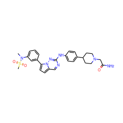 CN(c1cccc(-c2ccc3cnc(Nc4ccc(C5CCN(CC(N)=O)CC5)cc4)nn23)c1)S(C)(=O)=O ZINC000073220041