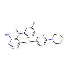 CN(c1cccc(Br)c1)c1c(N)ncnc1C#Cc1ccc(N2CCOCC2)nc1 ZINC000021288938