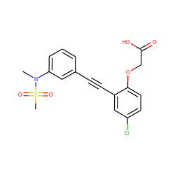 CN(c1cccc(C#Cc2cc(Cl)ccc2OCC(=O)O)c1)S(C)(=O)=O ZINC000073163016