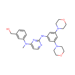 CN(c1cccc(CO)c1)c1ccnc(Nc2cc(N3CCOCC3)cc(N3CCOCC3)c2)n1 ZINC000071315862