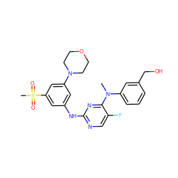 CN(c1cccc(CO)c1)c1nc(Nc2cc(N3CCOCC3)cc(S(C)(=O)=O)c2)ncc1F ZINC001772630476