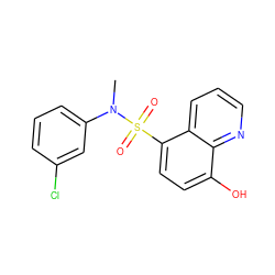 CN(c1cccc(Cl)c1)S(=O)(=O)c1ccc(O)c2ncccc12 ZINC001772577067