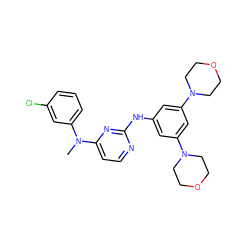 CN(c1cccc(Cl)c1)c1ccnc(Nc2cc(N3CCOCC3)cc(N3CCOCC3)c2)n1 ZINC000071329258