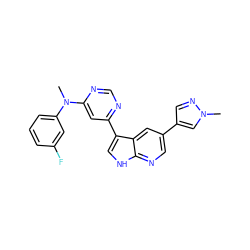 CN(c1cccc(F)c1)c1cc(-c2c[nH]c3ncc(-c4cnn(C)c4)cc23)ncn1 ZINC000169700772