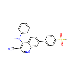 CN(c1ccccc1)c1c(C#N)cnc2cc(-c3ccc(S(C)(=O)=O)cc3)ccc12 ZINC000095605025