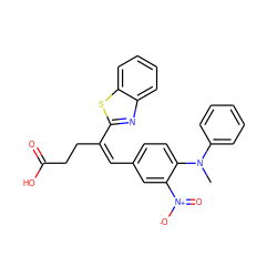 CN(c1ccccc1)c1ccc(/C=C(/CCC(=O)O)c2nc3ccccc3s2)cc1[N+](=O)[O-] ZINC000035074572