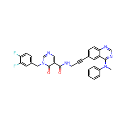 CN(c1ccccc1)c1ncnc2ccc(C#CCNC(=O)c3cncn(Cc4ccc(F)c(F)c4)c3=O)cc12 ZINC000096176305