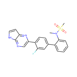 CN(c1ccccc1-c1ccc(-c2cnc3[nH]ccc3n2)c(F)c1)S(C)(=O)=O ZINC000224805202