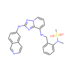 CN(c1ccccc1CNc1cccn2nc(Nc3ccc4cnccc4c3)nc12)S(C)(=O)=O ZINC000096169720