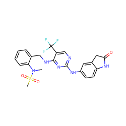 CN(c1ccccc1CNc1nc(Nc2ccc3c(c2)CC(=O)N3)ncc1C(F)(F)F)S(C)(=O)=O ZINC000029046741