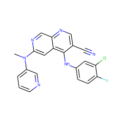 CN(c1cccnc1)c1cc2c(Nc3ccc(F)c(Cl)c3)c(C#N)cnc2cn1 ZINC000029055733