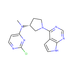 CN(c1ccnc(Cl)n1)[C@@H]1CCN(c2ncnc3[nH]ccc23)C1 ZINC000141998069