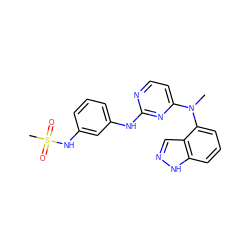 CN(c1ccnc(Nc2cccc(NS(C)(=O)=O)c2)n1)c1cccc2[nH]ncc12 ZINC000064528319